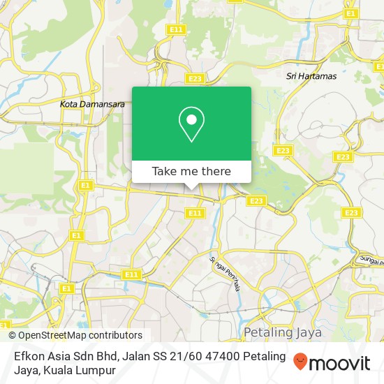 Peta Efkon Asia Sdn Bhd, Jalan SS 21 / 60 47400 Petaling Jaya