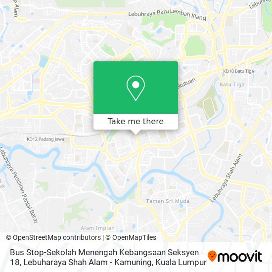 Peta Bus Stop-Sekolah Menengah Kebangsaan Seksyen 18, Lebuharaya Shah Alam - Kamuning