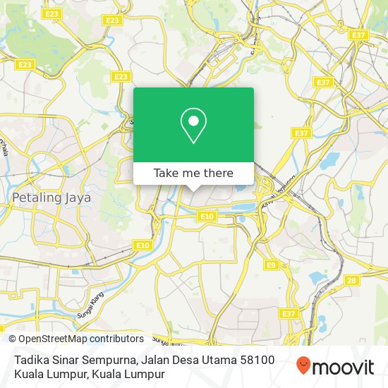 Peta Tadika Sinar Sempurna, Jalan Desa Utama 58100 Kuala Lumpur