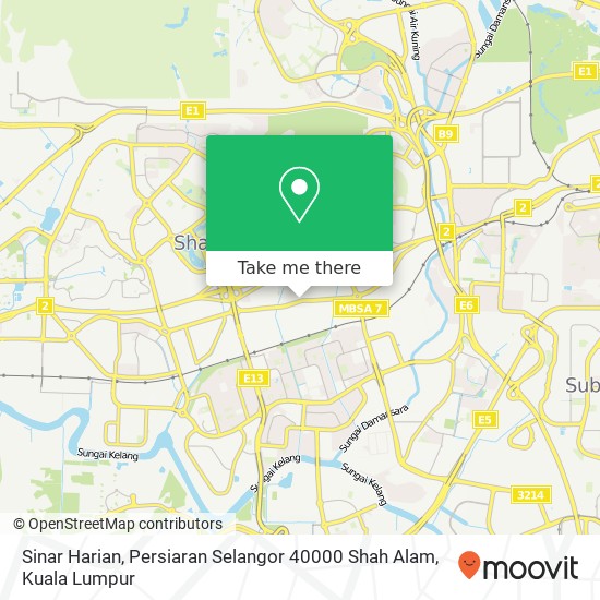 Sinar Harian, Persiaran Selangor 40000 Shah Alam map