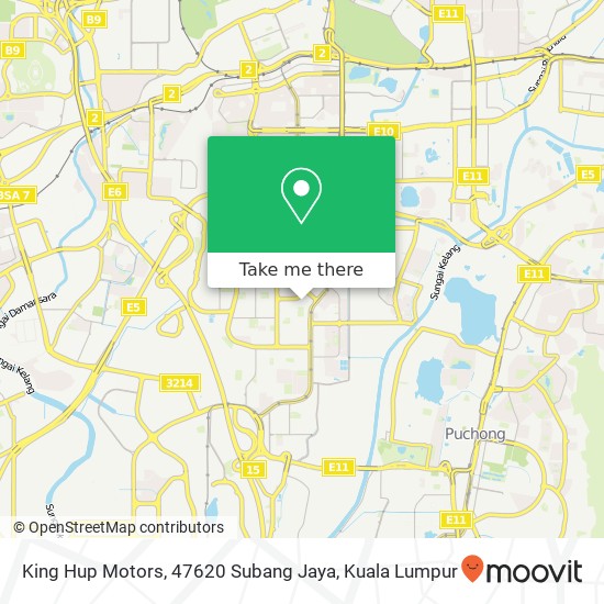 Peta King Hup Motors, 47620 Subang Jaya