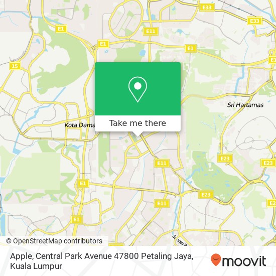 Peta Apple, Central Park Avenue 47800 Petaling Jaya