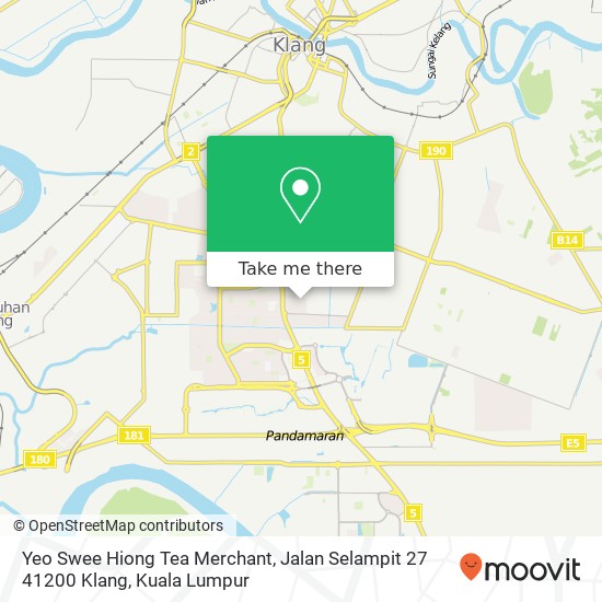 Yeo Swee Hiong Tea Merchant, Jalan Selampit 27 41200 Klang map