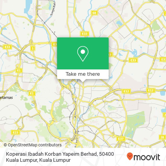 Peta Koperasi Ibadah Korban Yapeim Berhad, 50400 Kuala Lumpur
