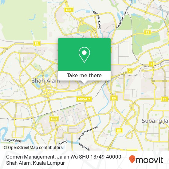 Peta Comen Management, Jalan Wu SHU 13 / 49 40000 Shah Alam