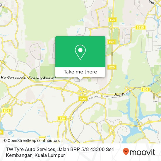 TW Tyre Auto Services, Jalan BPP 5 / 8 43300 Seri Kembangan map