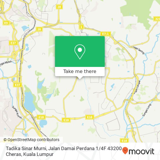 Peta Tadika Sinar Murni, Jalan Damai Perdana 1 / 4F 43200 Cheras