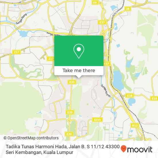 Peta Tadika Tunas Harmoni Hada, Jalan B. S 11 / 12 43300 Seri Kembangan