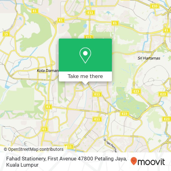 Peta Fahad Stationery, First Avenue 47800 Petaling Jaya