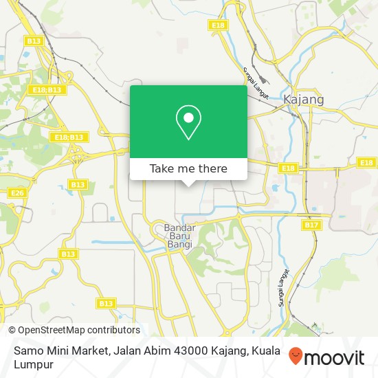 Peta Samo Mini Market, Jalan Abim 43000 Kajang