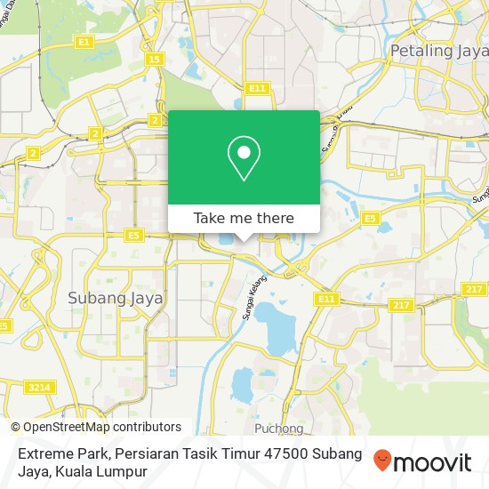 Peta Extreme Park, Persiaran Tasik Timur 47500 Subang Jaya
