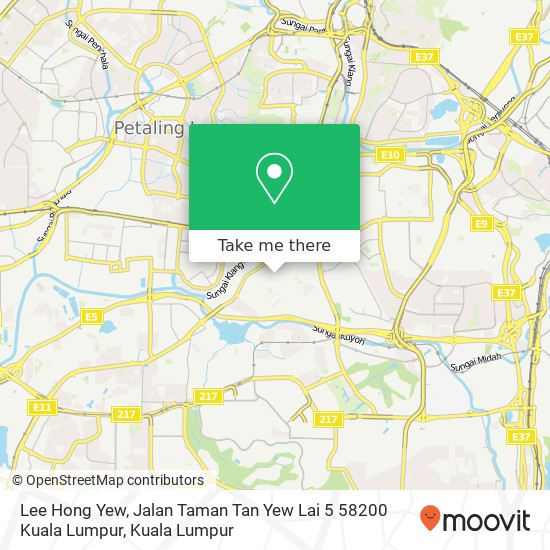 Peta Lee Hong Yew, Jalan Taman Tan Yew Lai 5 58200 Kuala Lumpur