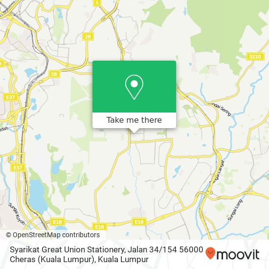 Peta Syarikat Great Union Stationery, Jalan 34 / 154 56000 Cheras (Kuala Lumpur)