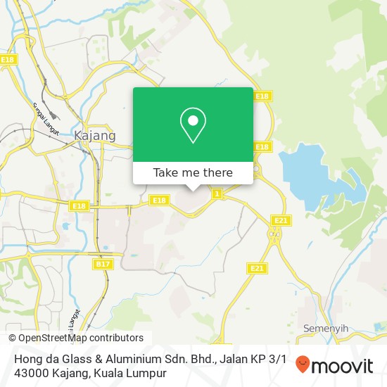 Peta Hong da Glass & Aluminium Sdn. Bhd., Jalan KP 3 / 1 43000 Kajang