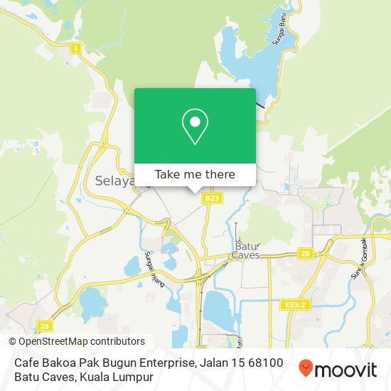 Cafe Bakoa Pak Bugun Enterprise, Jalan 15 68100 Batu Caves map