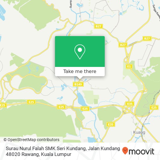 Peta Surau Nurul Falah SMK Seri Kundang, Jalan Kundang 48020 Rawang
