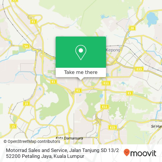 Peta Motorrad Sales and Service, Jalan Tanjung SD 13 / 2 52200 Petaling Jaya