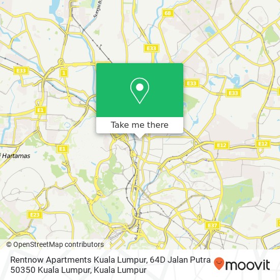 Peta Rentnow Apartments Kuala Lumpur, 64D Jalan Putra 50350 Kuala Lumpur
