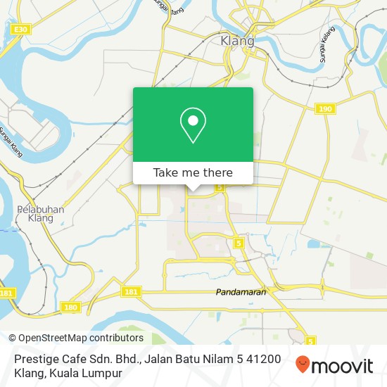 Peta Prestige Cafe Sdn. Bhd., Jalan Batu Nilam 5 41200 Klang