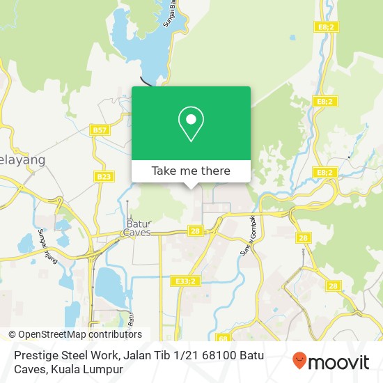 Peta Prestige Steel Work, Jalan Tib 1 / 21 68100 Batu Caves