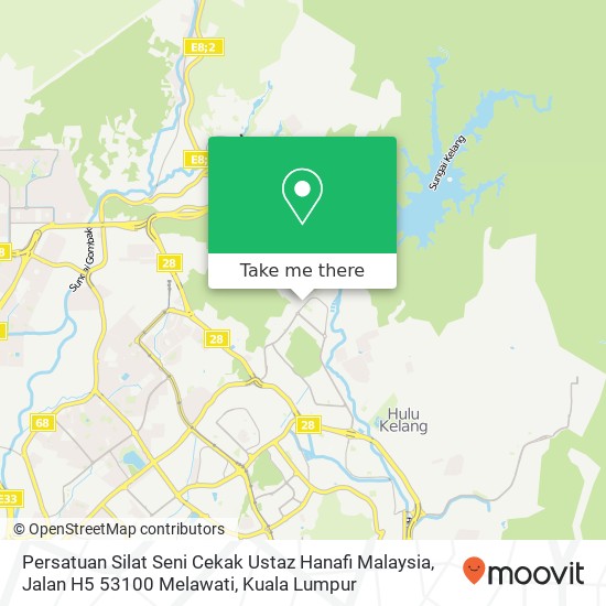 Persatuan Silat Seni Cekak Ustaz Hanafi Malaysia, Jalan H5 53100 Melawati map