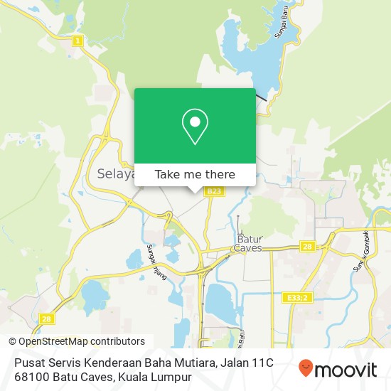 Peta Pusat Servis Kenderaan Baha Mutiara, Jalan 11C 68100 Batu Caves