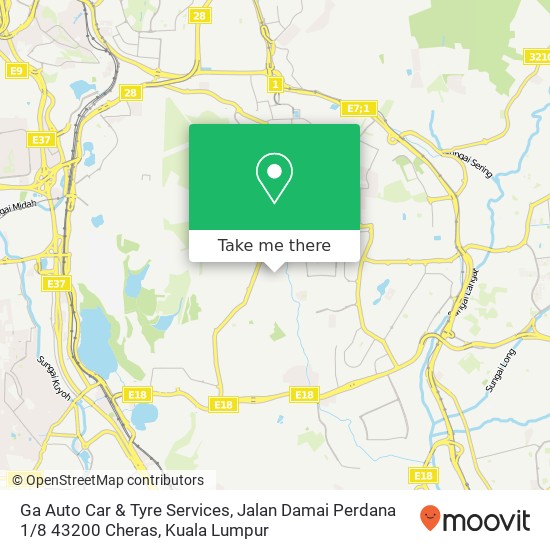Ga Auto Car & Tyre Services, Jalan Damai Perdana 1 / 8 43200 Cheras map