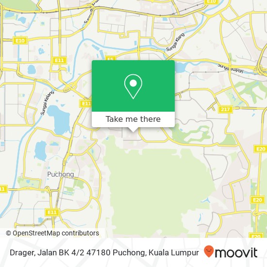 Peta Drager, Jalan BK 4 / 2 47180 Puchong