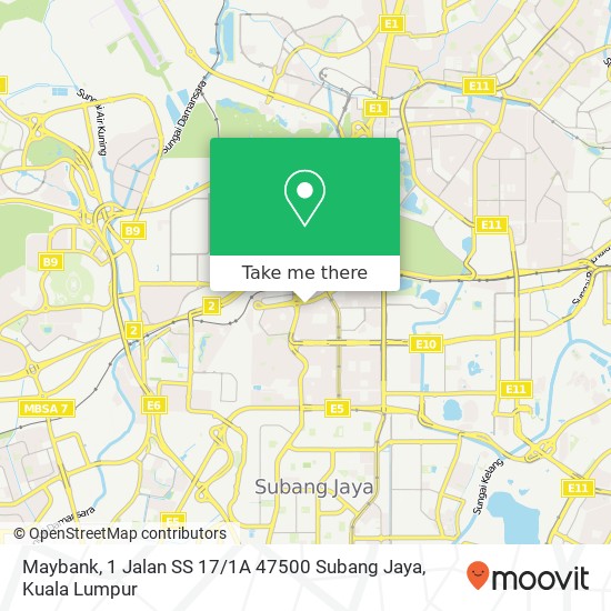 Maybank, 1 Jalan SS 17 / 1A 47500 Subang Jaya map