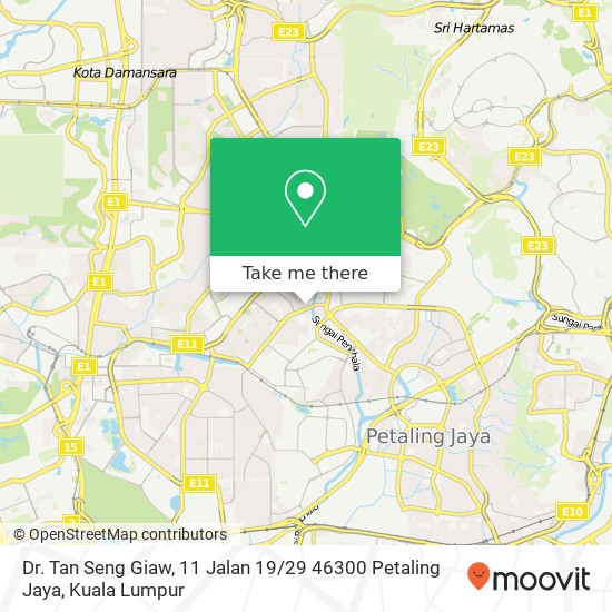 Peta Dr. Tan Seng Giaw, 11 Jalan 19 / 29 46300 Petaling Jaya