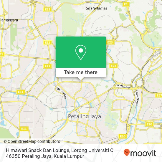 Peta Himawari Snack Dan Lounge, Lorong Universiti C 46350 Petaling Jaya