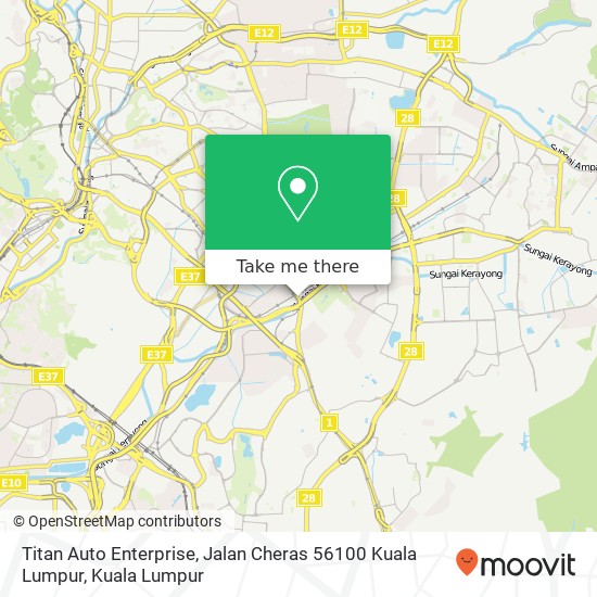 Peta Titan Auto Enterprise, Jalan Cheras 56100 Kuala Lumpur