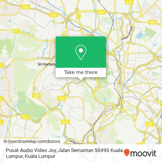 Peta Pusat Audio Video Joy, Jalan Semantan 50490 Kuala Lumpur