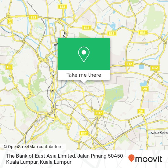 Peta The Bank of East Asia Limited, Jalan Pinang 50450 Kuala Lumpur