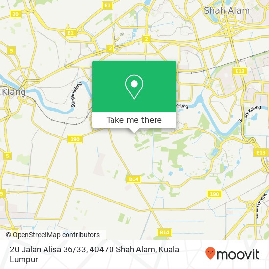 Peta 20 Jalan Alisa 36 / 33, 40470 Shah Alam
