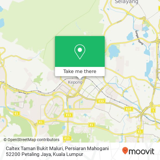 Peta Caltex Taman Bukit Maluri, Persiaran Mahogani 52200 Petaling Jaya