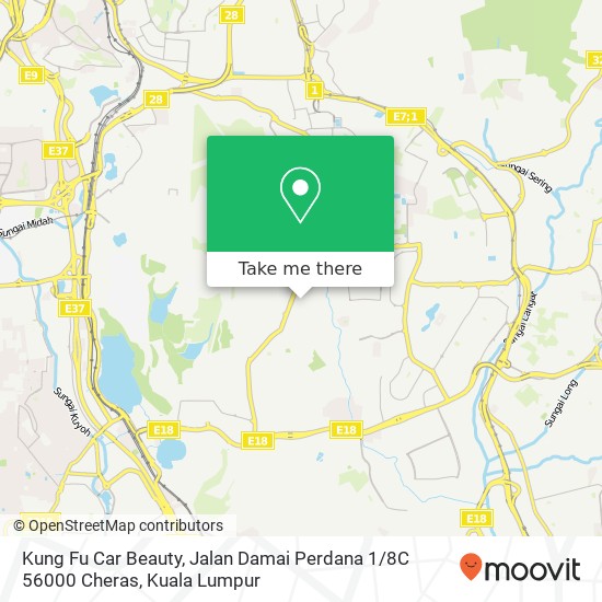 Peta Kung Fu Car Beauty, Jalan Damai Perdana 1 / 8C 56000 Cheras