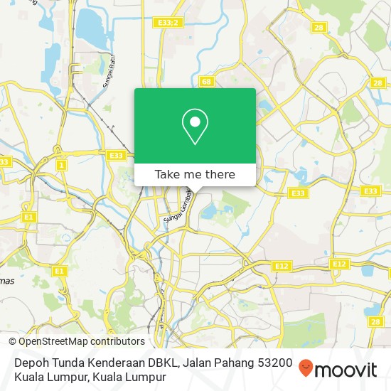 Peta Depoh Tunda Kenderaan DBKL, Jalan Pahang 53200 Kuala Lumpur