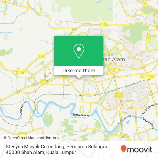 Stesyen Minyak Cemerlang, Persiaran Selangor 40000 Shah Alam map