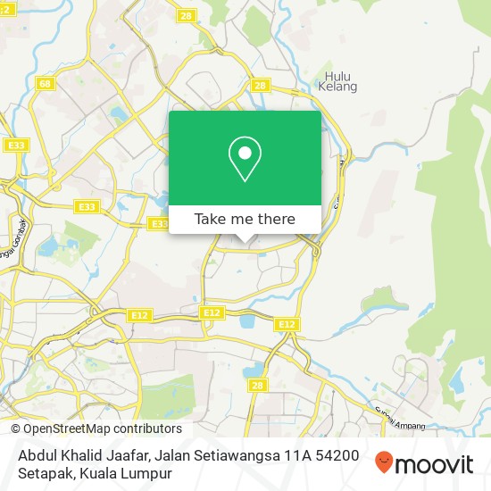 Peta Abdul Khalid Jaafar, Jalan Setiawangsa 11A 54200 Setapak