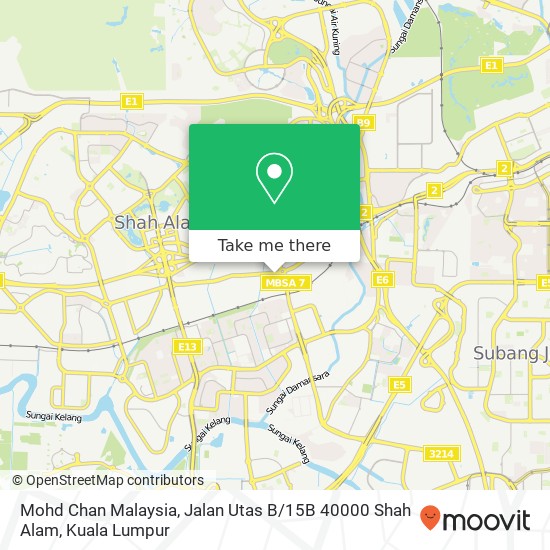 Mohd Chan Malaysia, Jalan Utas B / 15B 40000 Shah Alam map