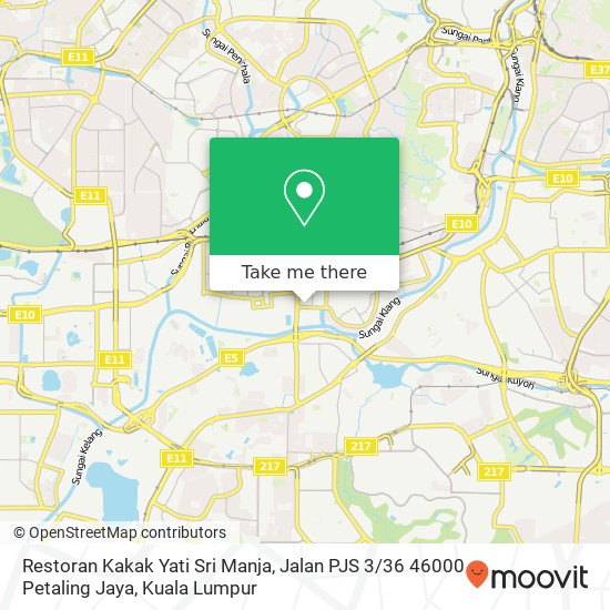 Restoran Kakak Yati Sri Manja, Jalan PJS 3 / 36 46000 Petaling Jaya map