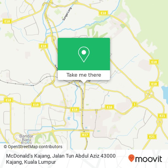 Peta McDonald's Kajang, Jalan Tun Abdul Aziz 43000 Kajang