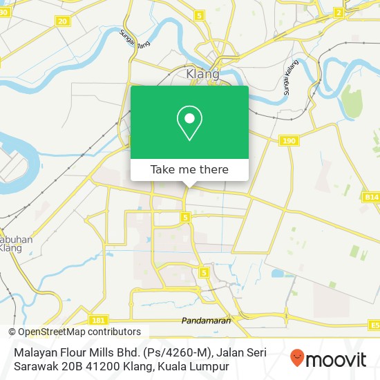 Peta Malayan Flour Mills Bhd. (Ps / 4260-M), Jalan Seri Sarawak 20B 41200 Klang