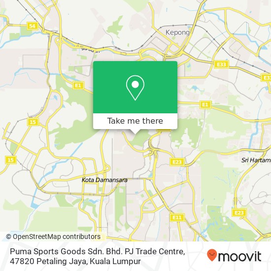 Puma Sports Goods Sdn. Bhd. PJ Trade Centre, 47820 Petaling Jaya map