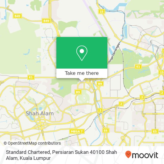 Peta Standard Chartered, Persiaran Sukan 40100 Shah Alam