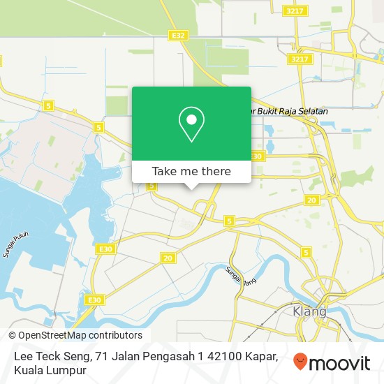 Lee Teck Seng, 71 Jalan Pengasah 1 42100 Kapar map