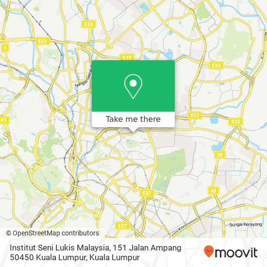 Peta Institut Seni Lukis Malaysia, 151 Jalan Ampang 50450 Kuala Lumpur