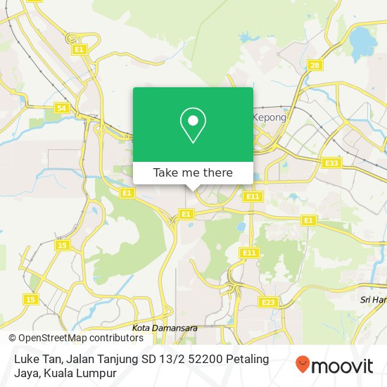 Peta Luke Tan, Jalan Tanjung SD 13 / 2 52200 Petaling Jaya