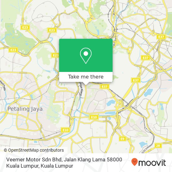 Peta Veemer Motor Sdn Bhd, Jalan Klang Lama 58000 Kuala Lumpur